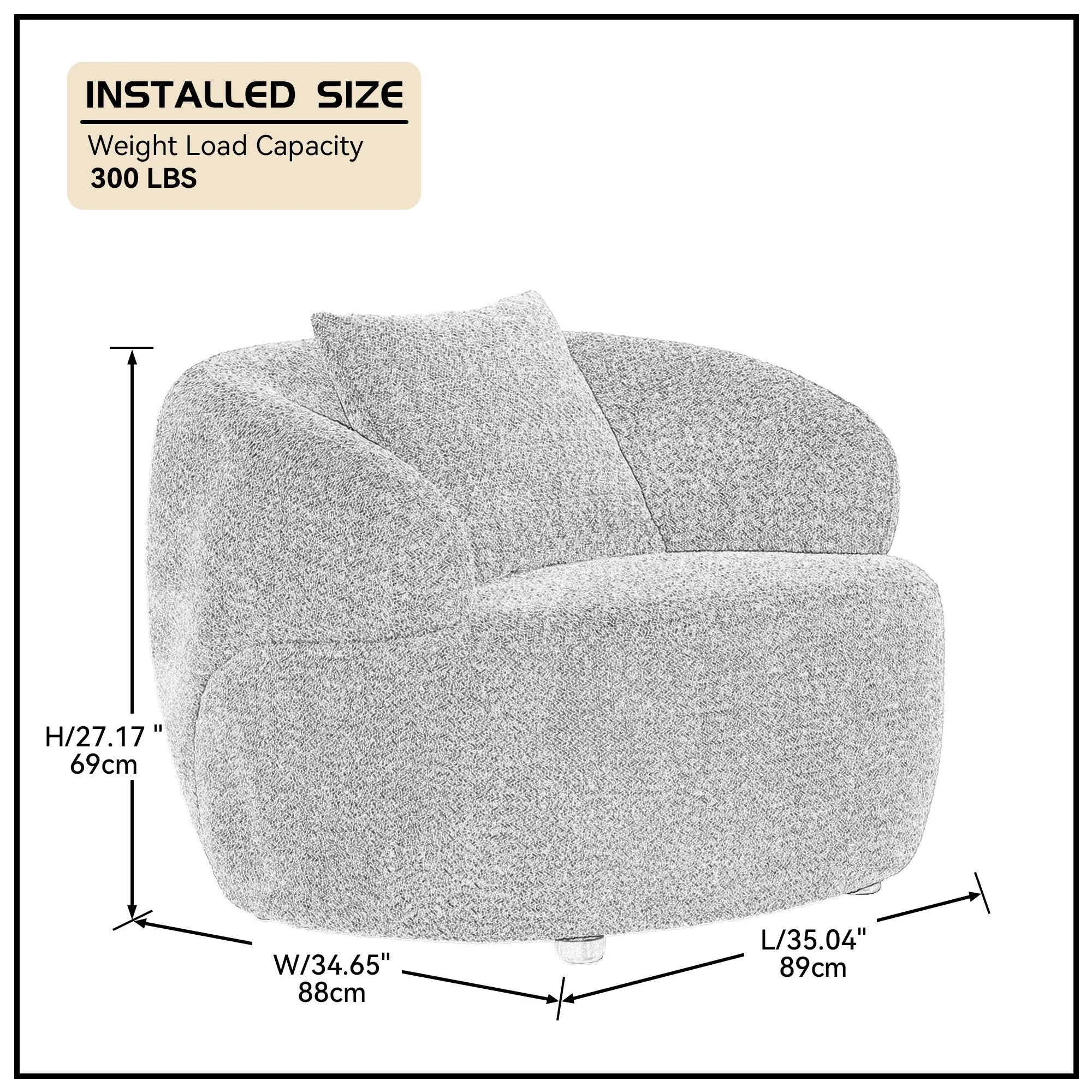 360° Swivel Mid Century Modern Curved 1-Seat Sofa - Orange - Image 11