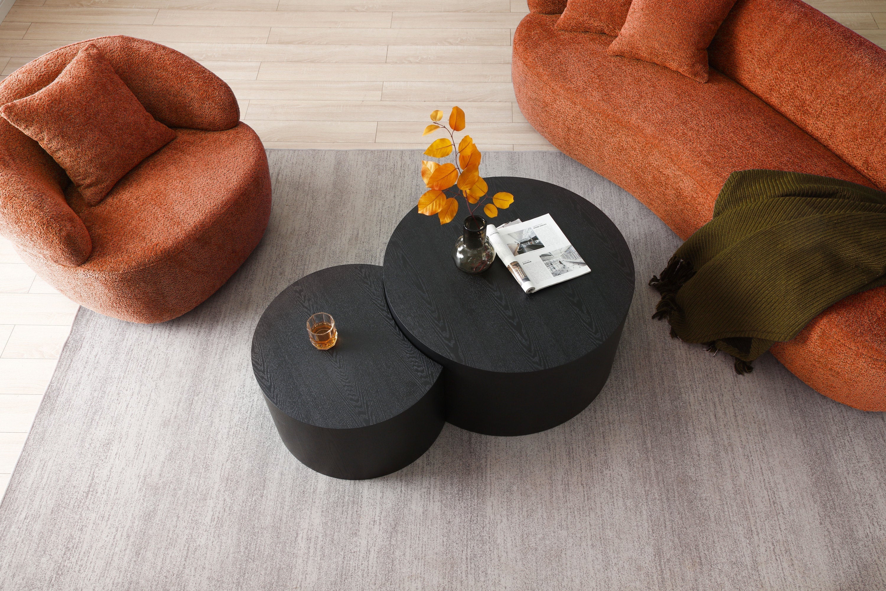 360° Swivel Mid Century Modern Curved Sofa Orange - Image 8