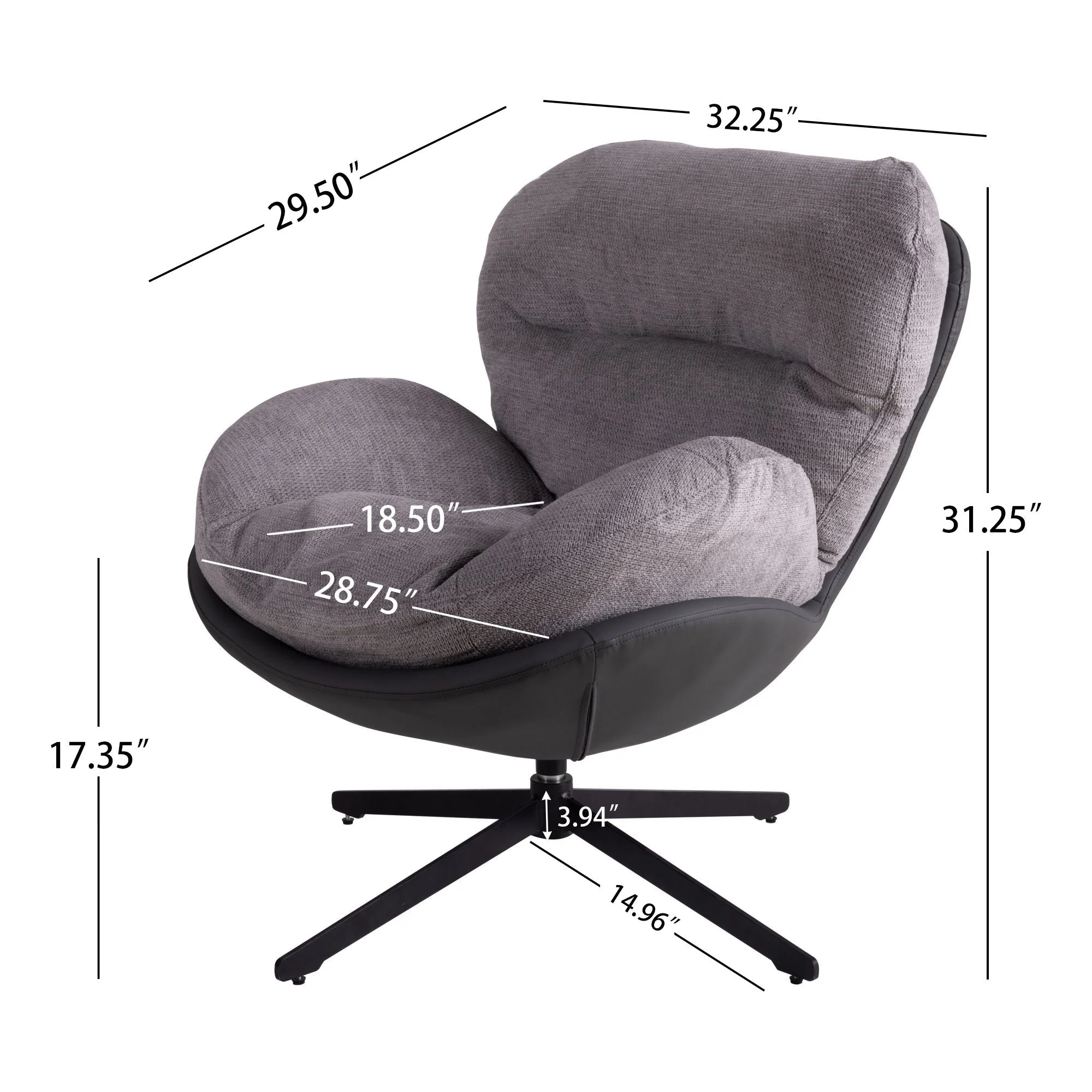 360° Swivel Office Chair, No Wheels - Image 10