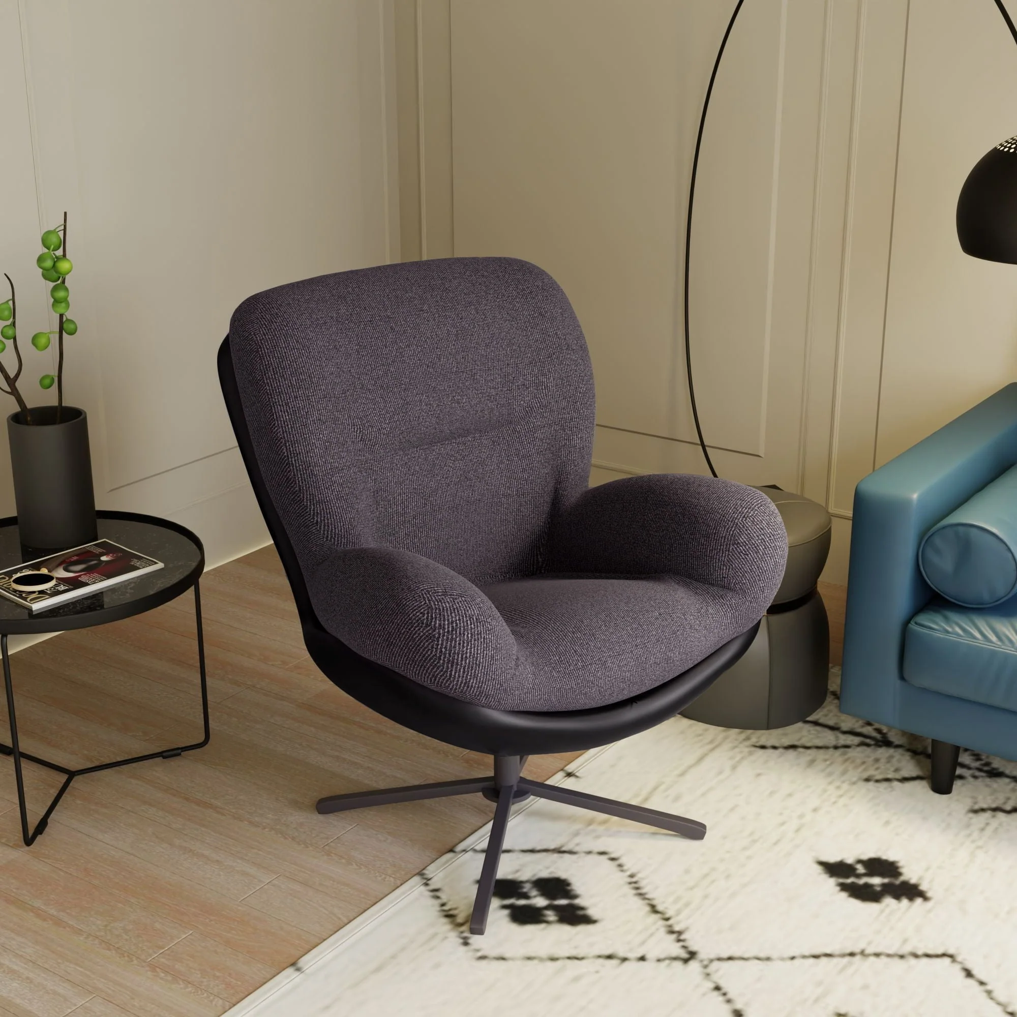 360° Swivel Office Chair, No Wheels - Image 11