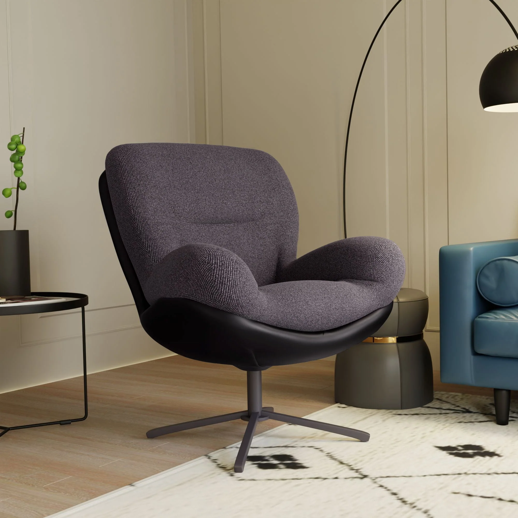 360° Swivel Office Chair, No Wheels - Image 16