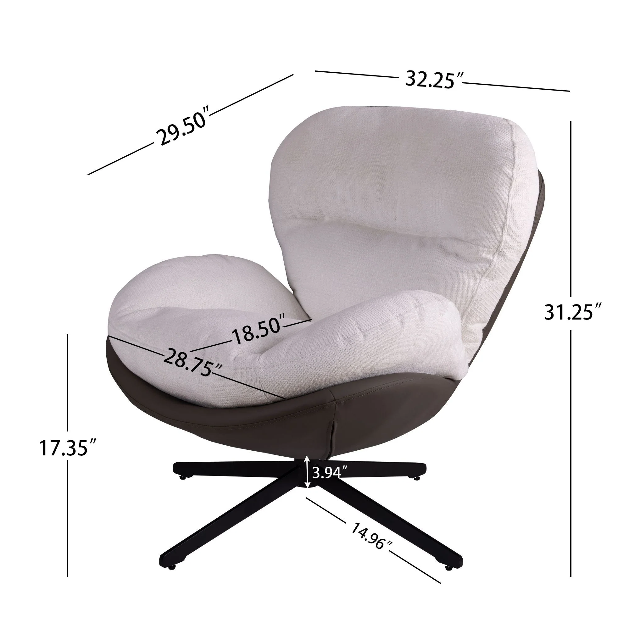 360° Swivel Office Chair, No Wheels - Image 5