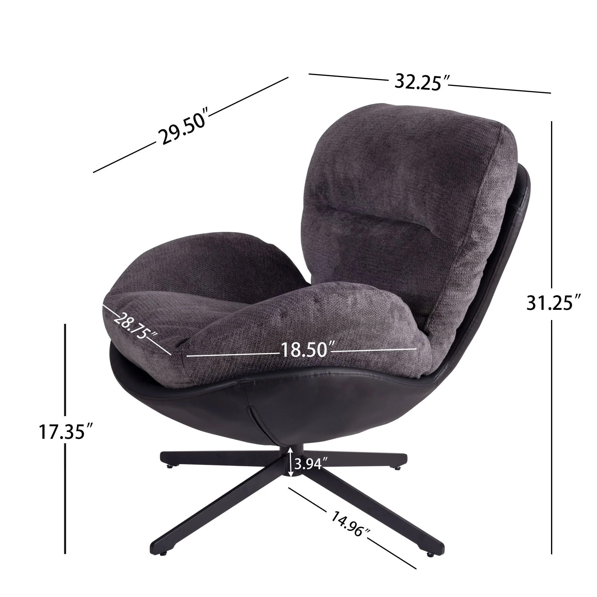 360° Swivel Office Chair, No Wheels - Image 6
