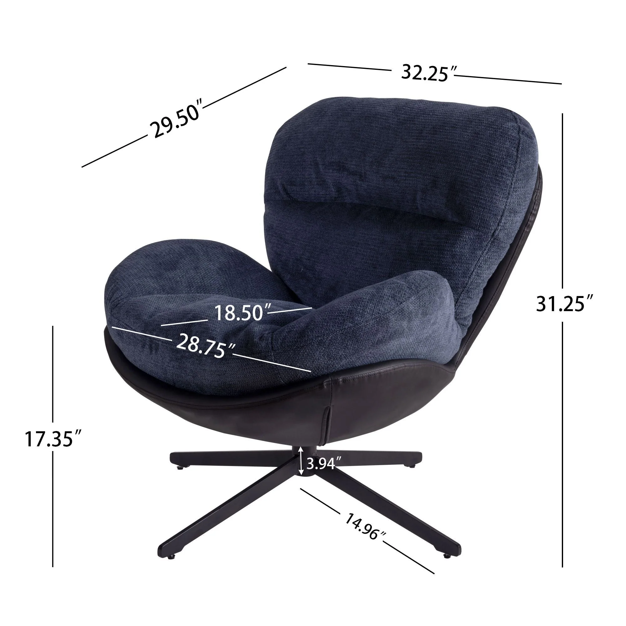360° Swivel Office Chair, No Wheels - Image 7