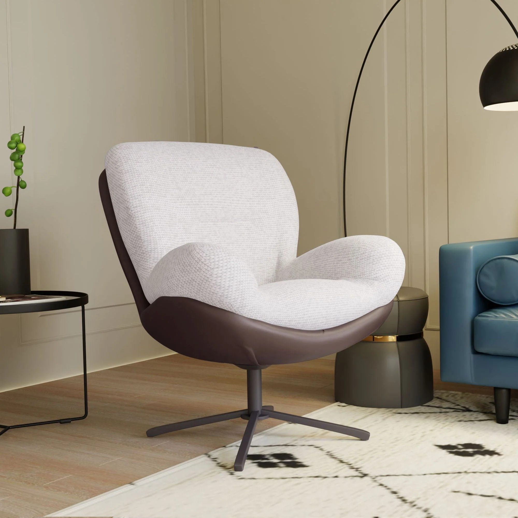 360° Swivel Office Chair, No Wheels - Image 8