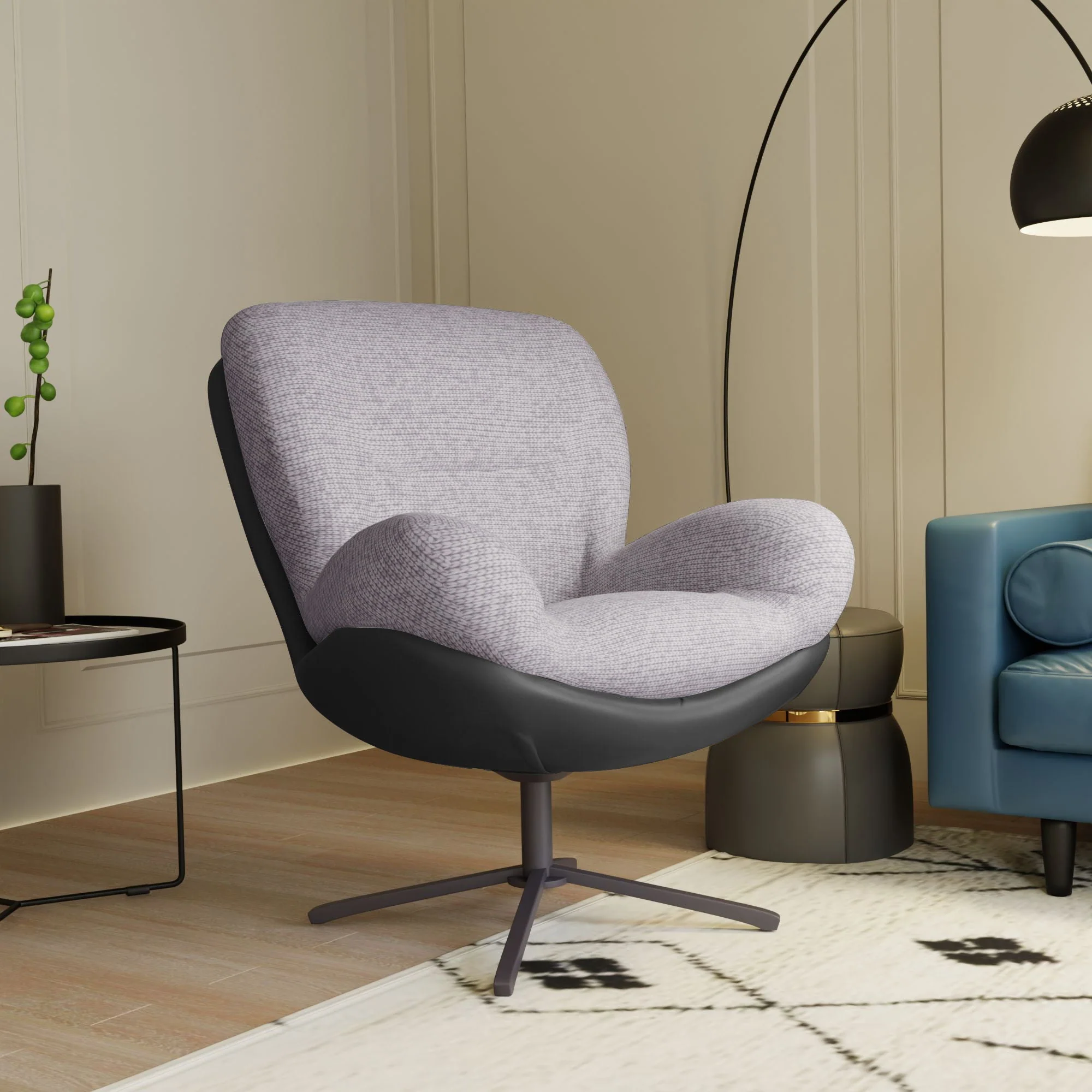 360° Swivel Office Chair, No Wheels - Image 9