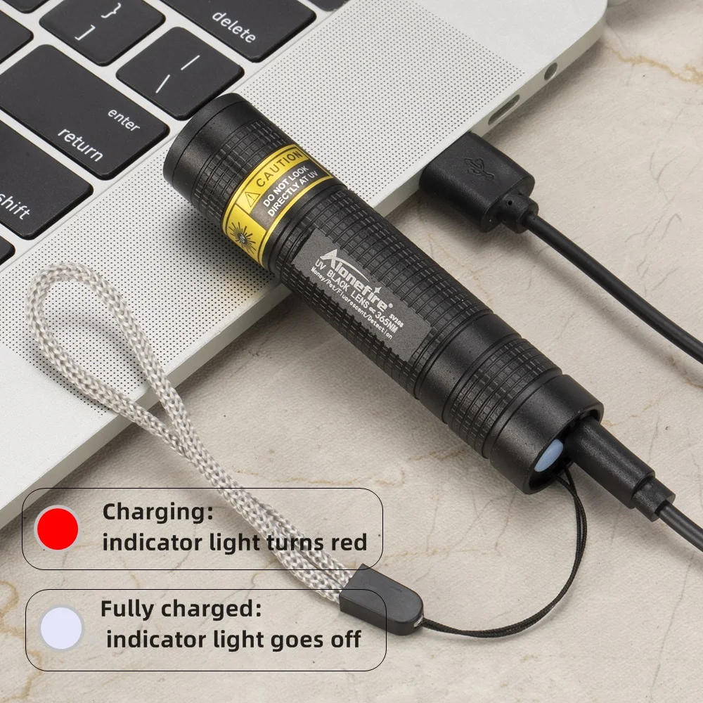 365nm UV Flashlight USB Rechargeable Mini Blacklight Pet Stain Detection - Image 7