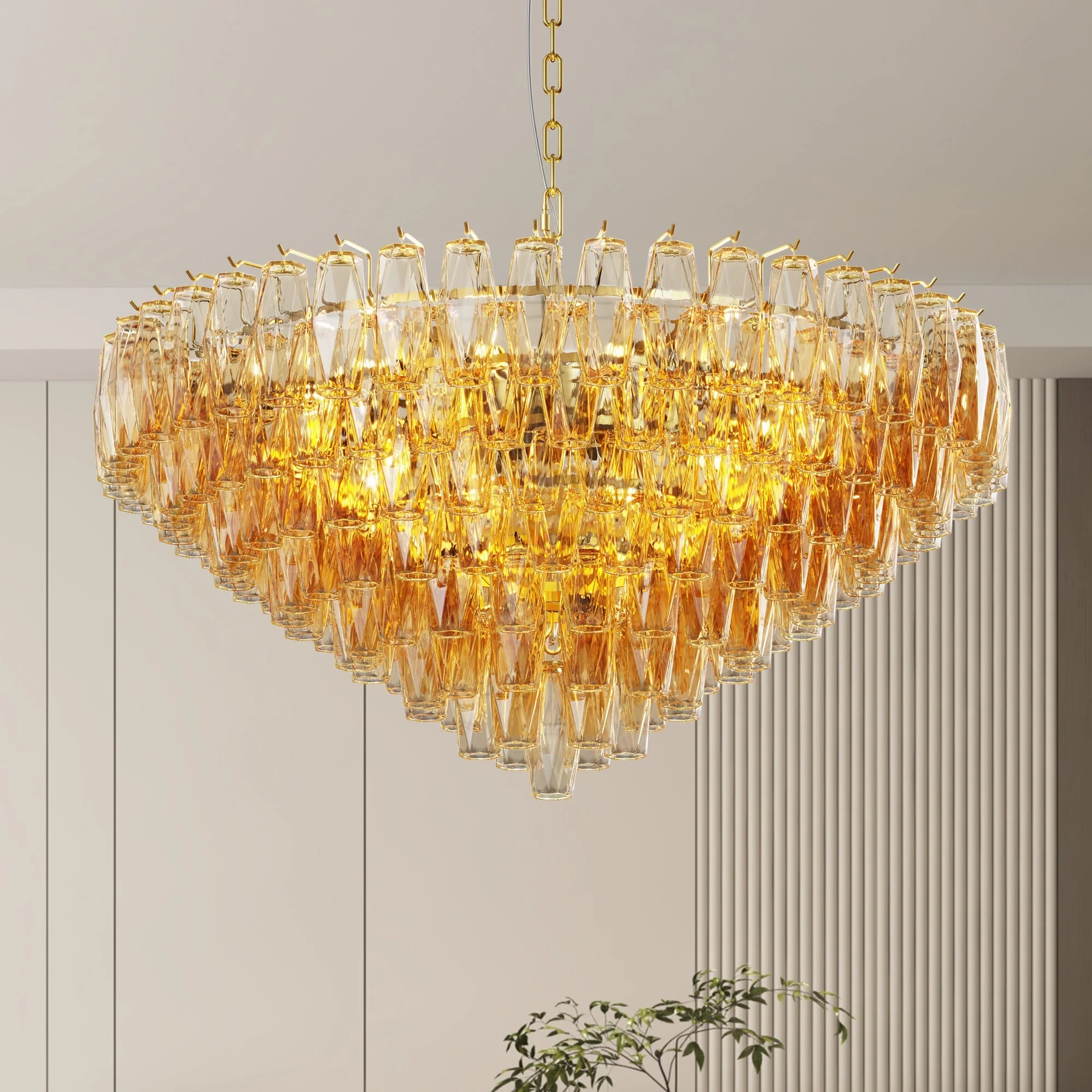 37" Extra Large 14-Light Gold Modern Round Chandelier - Image 4