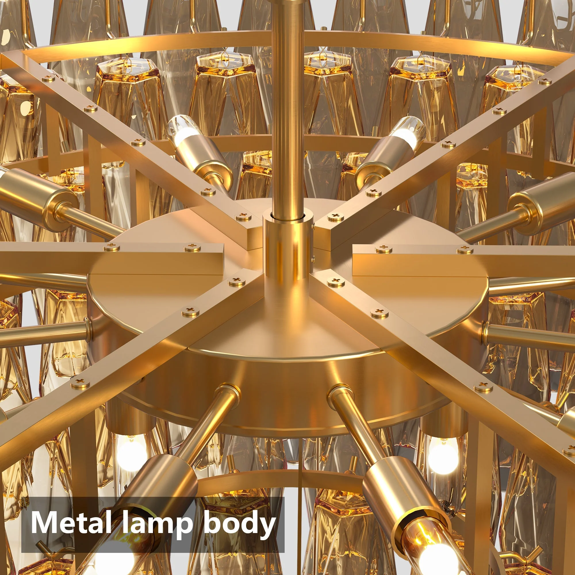37" Extra Large 14-Light Gold Modern Round Chandelier - Image 8