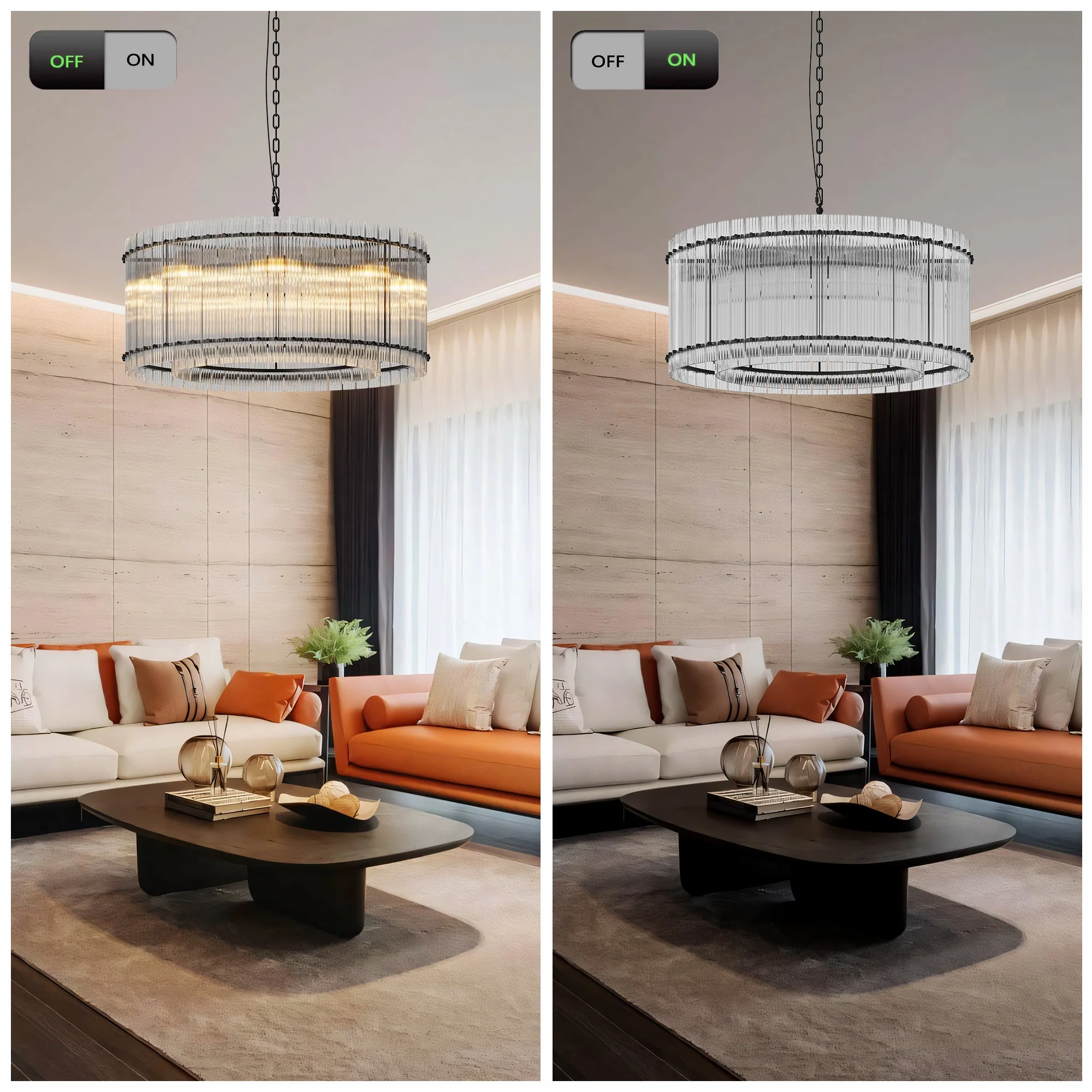 37-Inch Modern Black Round 8-Light Crystal Chandelier - Image 5