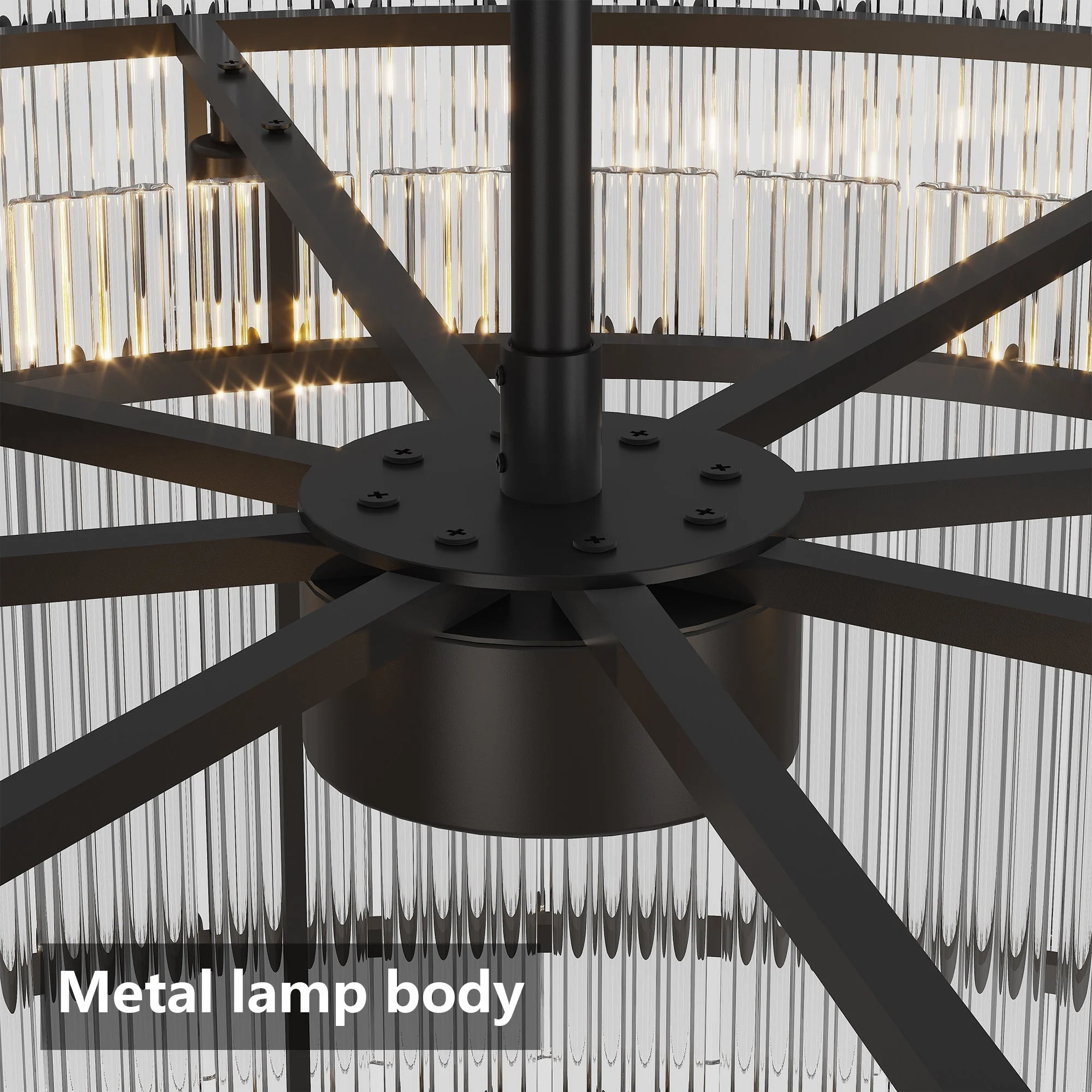 37-Inch Modern Black Round 8-Light Crystal Chandelier - Image 7