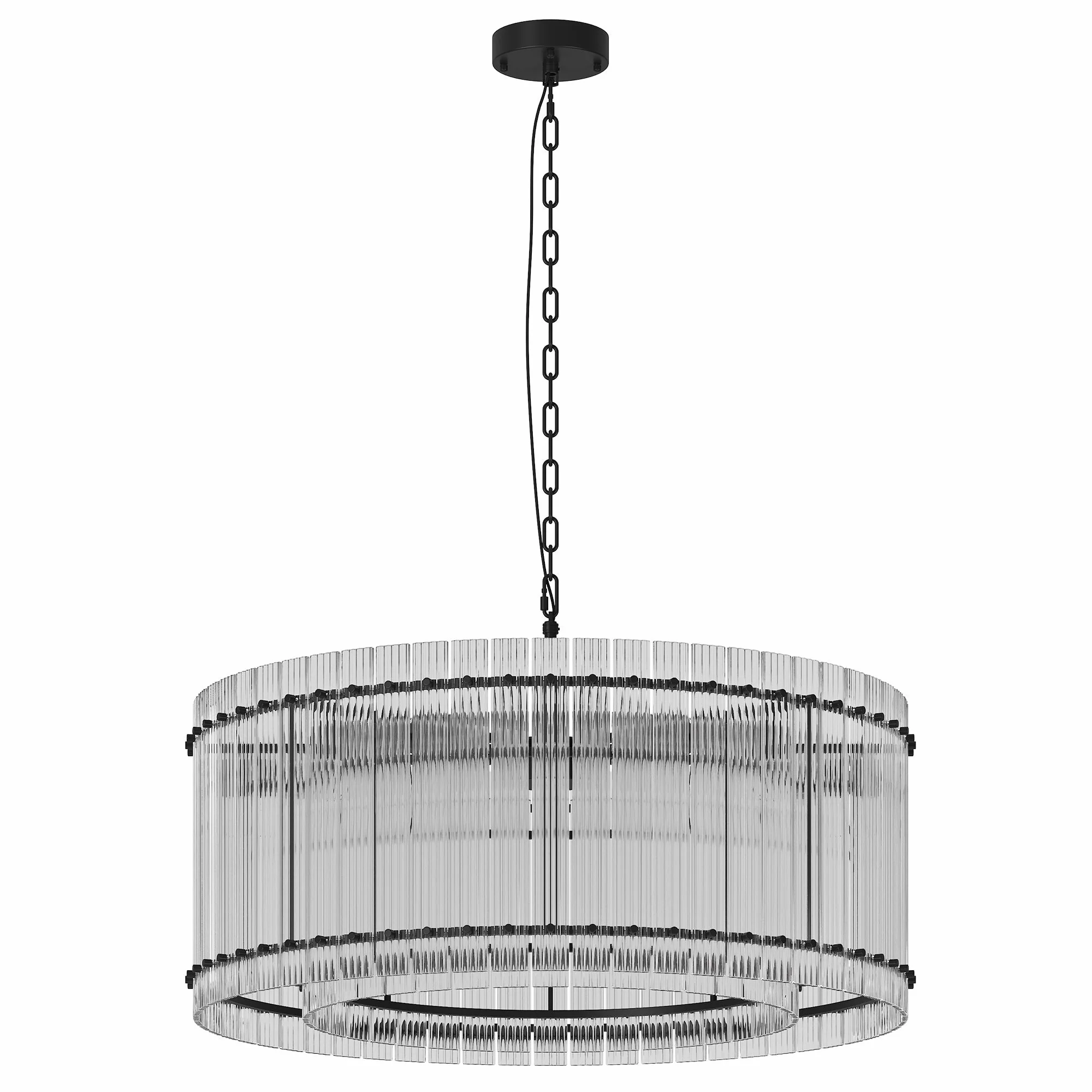 37-Inch Modern Black Round 8-Light Crystal Chandelier - Image 9