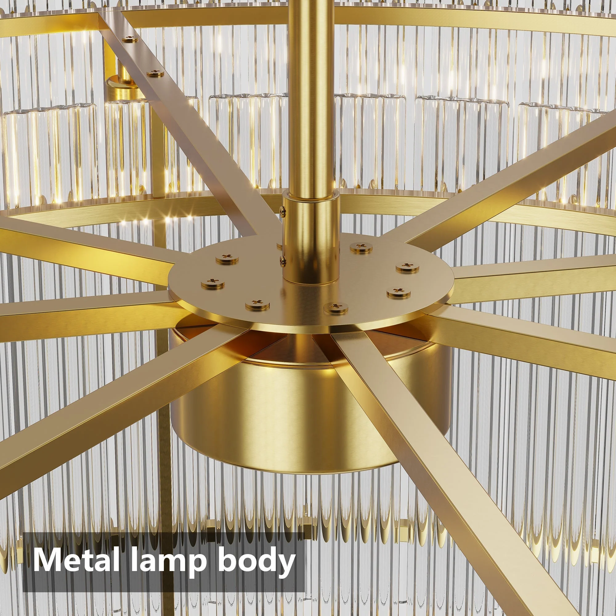 37' Modern Gold Round Chandelier,2-Tier 8-Light Water Ripple Crystal Glass Chandeliers,for Dining Room,Living Room,Bedroom,High Ceiling,Foyer Entryway,Luxury Chandelier - Image 7