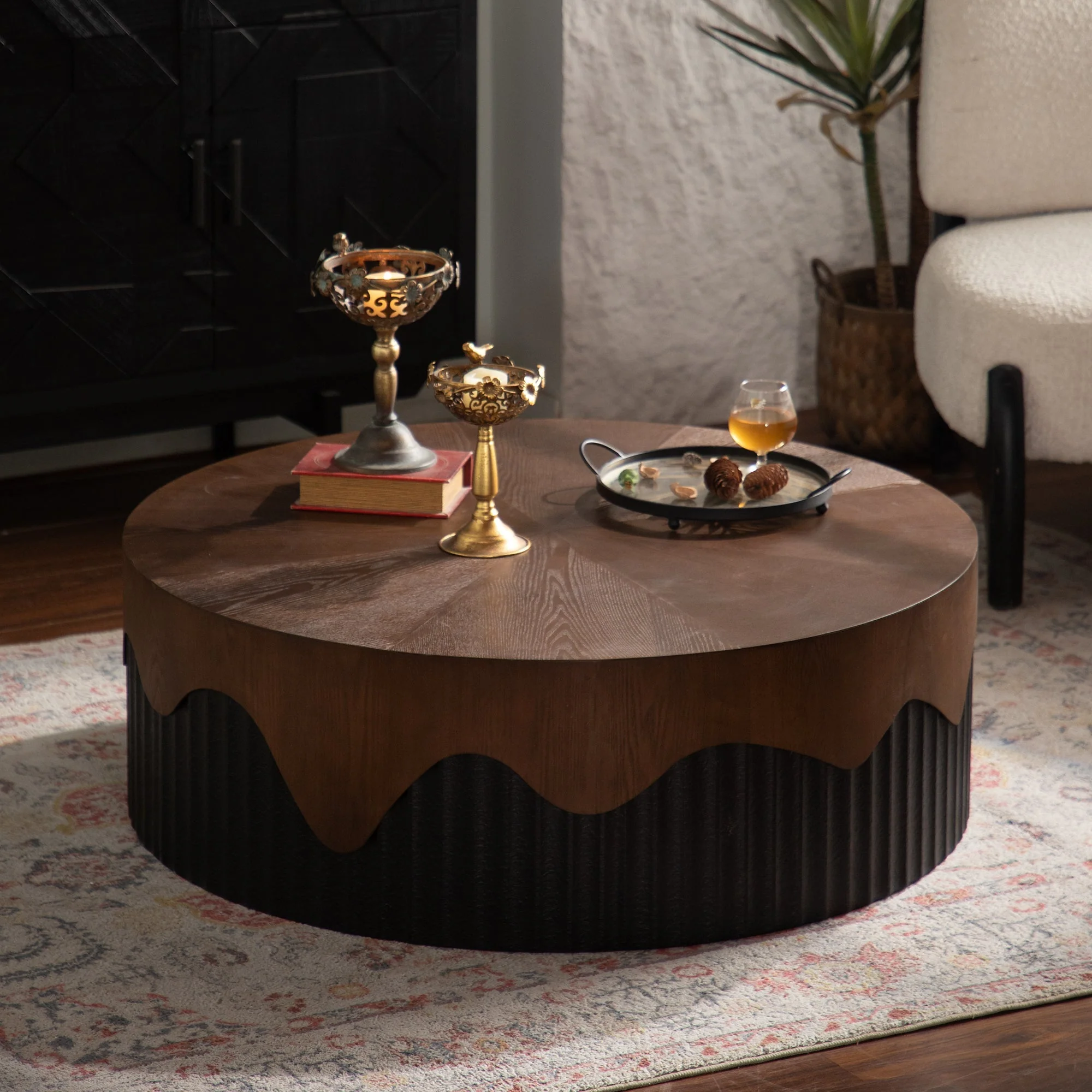 38.97' Round Coffee Table Handcrafted - Image 2
