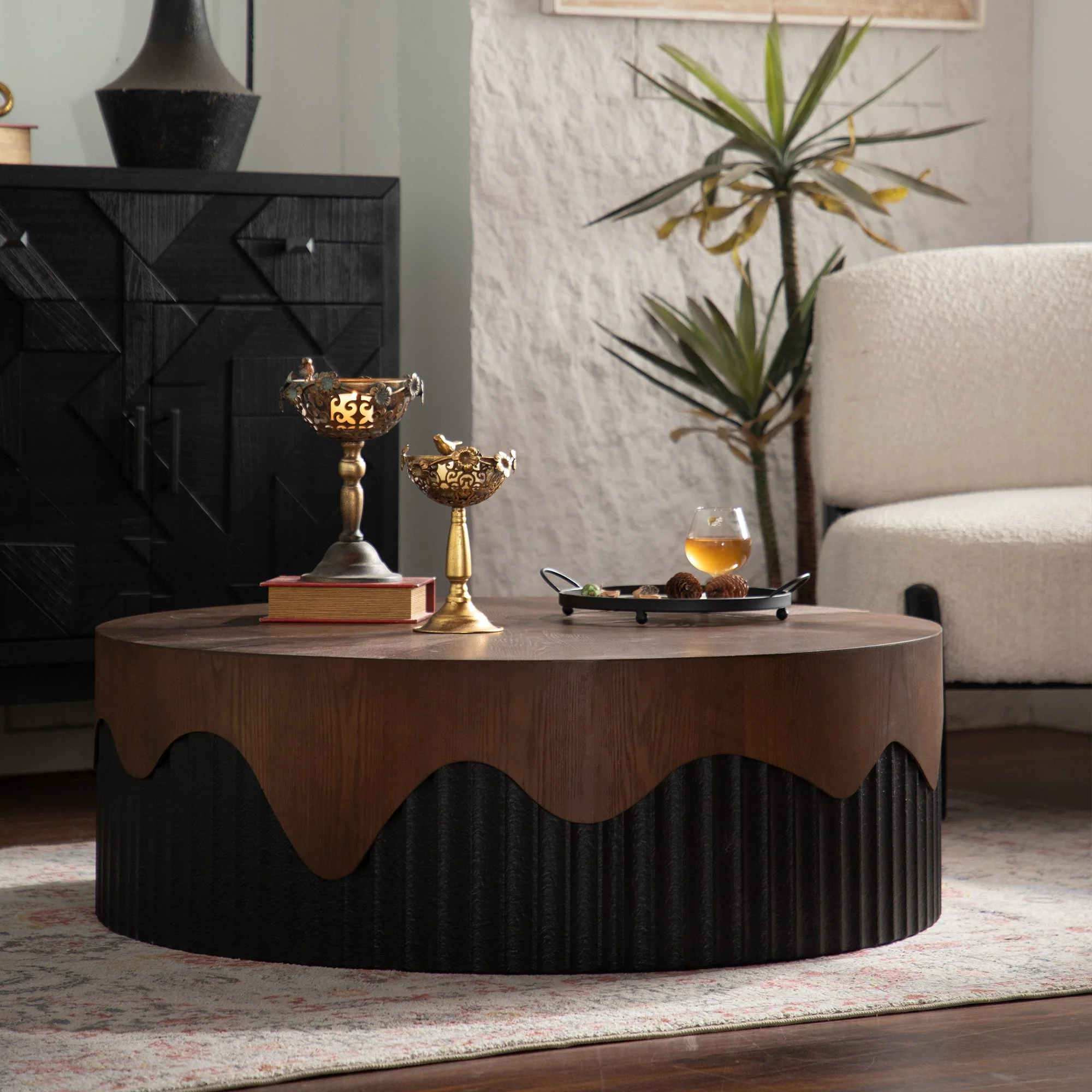 38.97' Round Coffee Table Handcrafted - Image 4