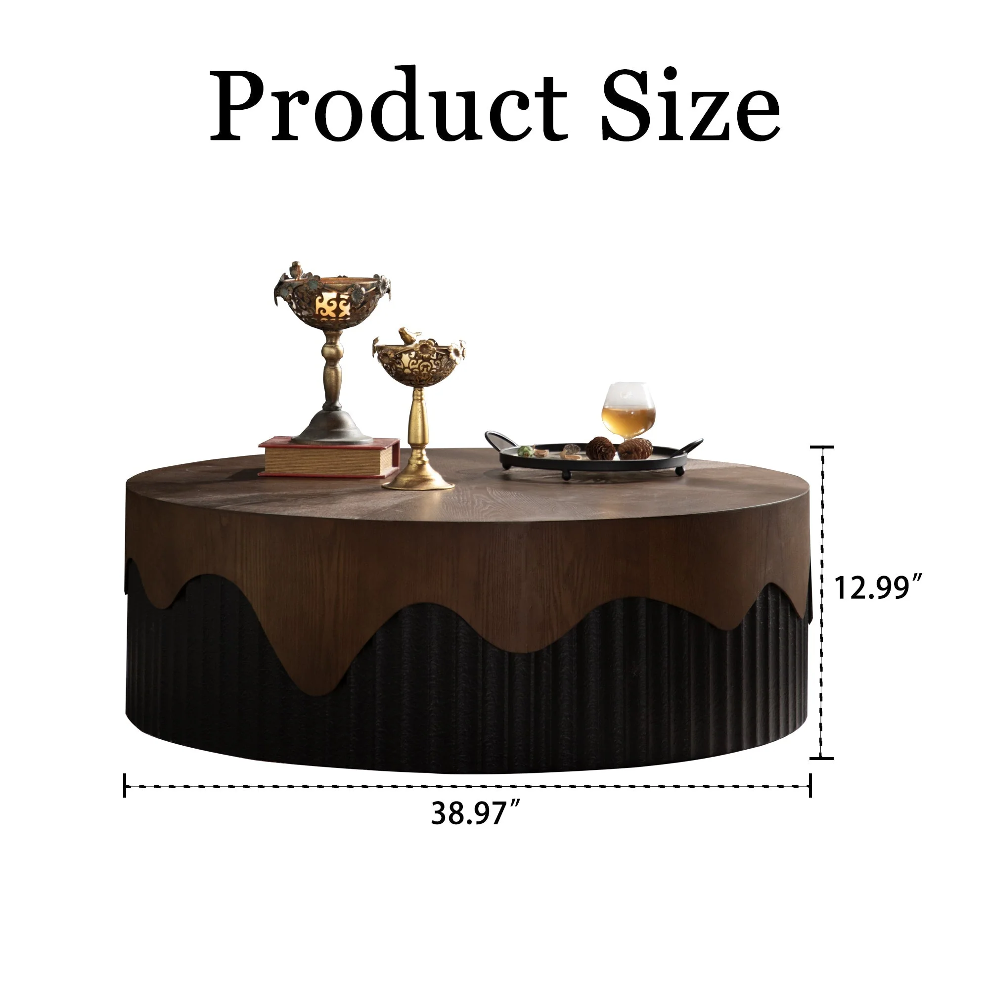 38.97' Round Coffee Table Handcrafted - Image 8