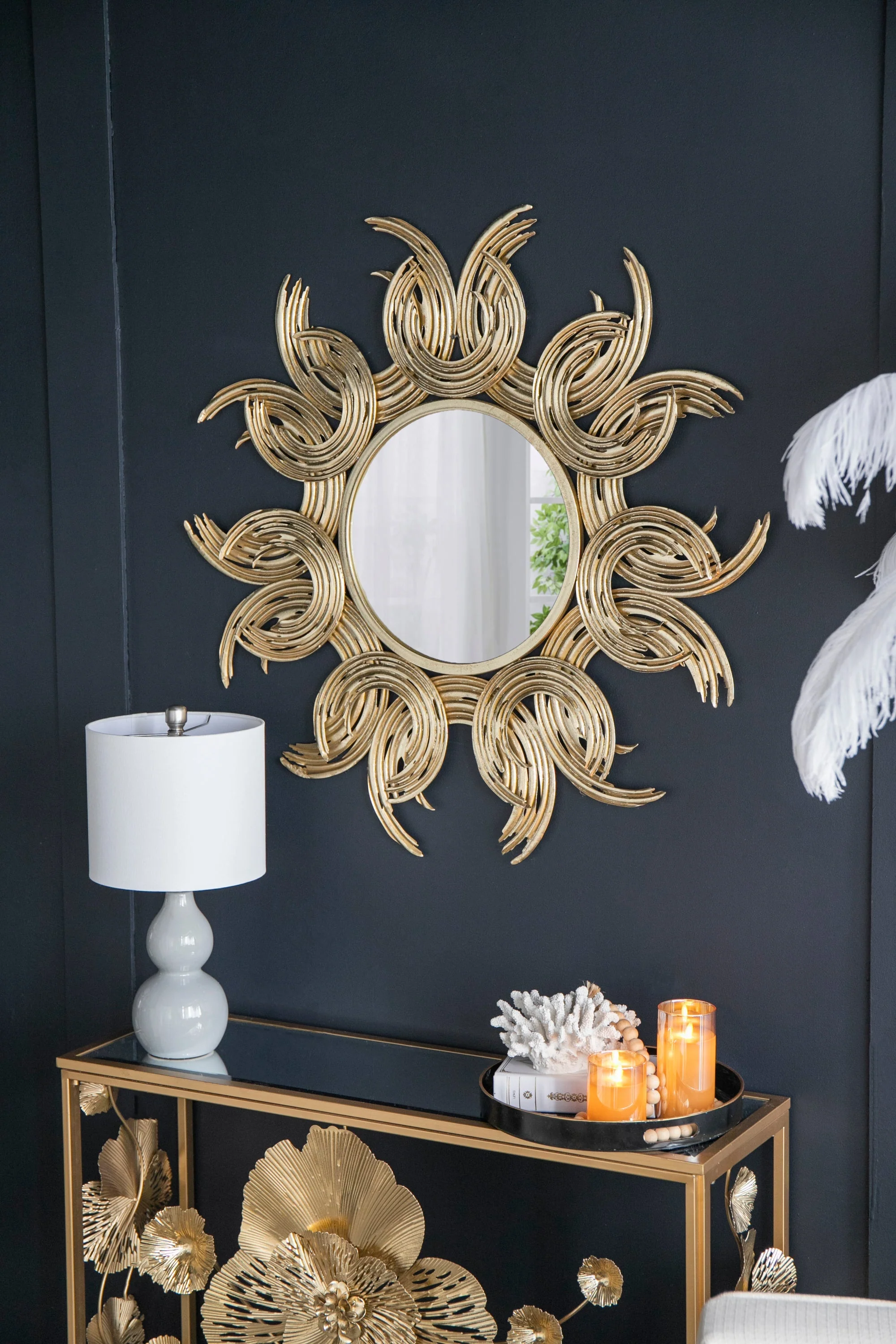 38' Sunburst Metal Decorative Mirror with Gold Finish - Image 12
