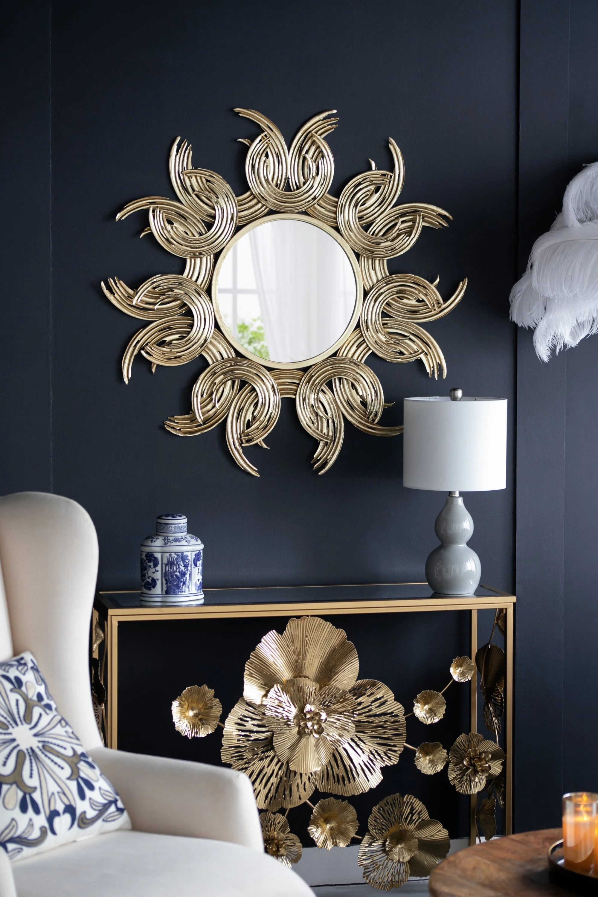 38' Sunburst Metal Decorative Mirror with Gold Finish - Image 2