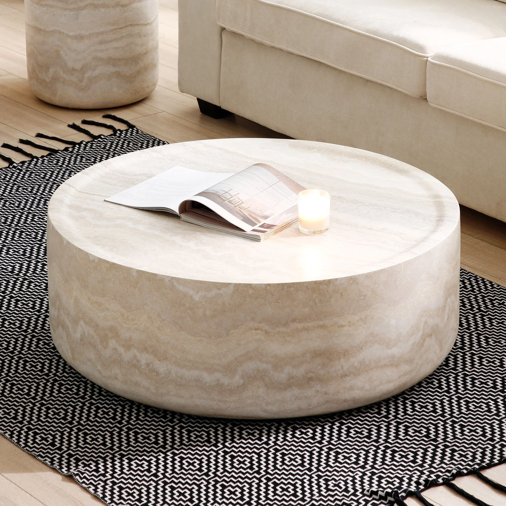 39.37'' Faux MARS Pattern Round Coffee Table - Image 11