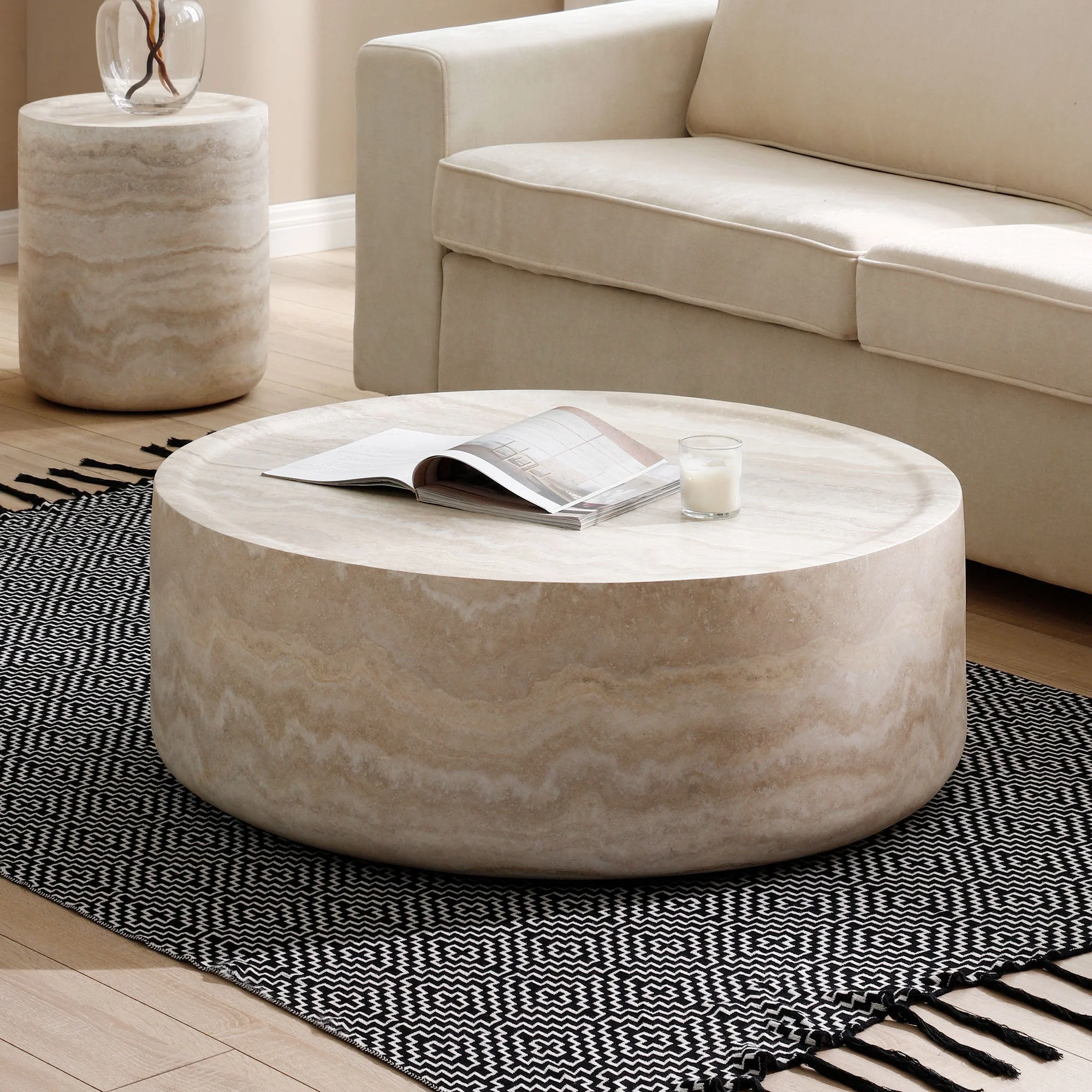 39.37'' Faux MARS Pattern Round Coffee Table - Image 12