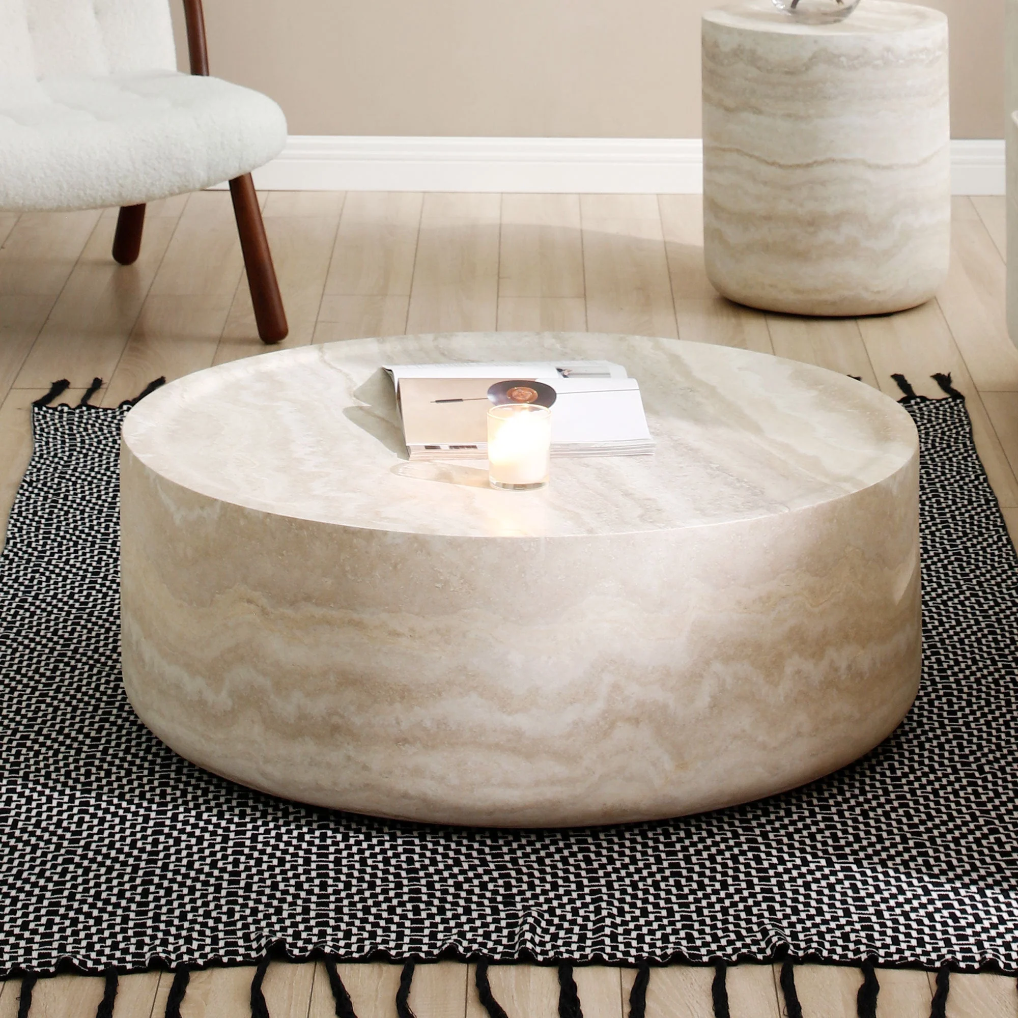39.37'' Faux MARS Pattern Round Coffee Table - Image 19
