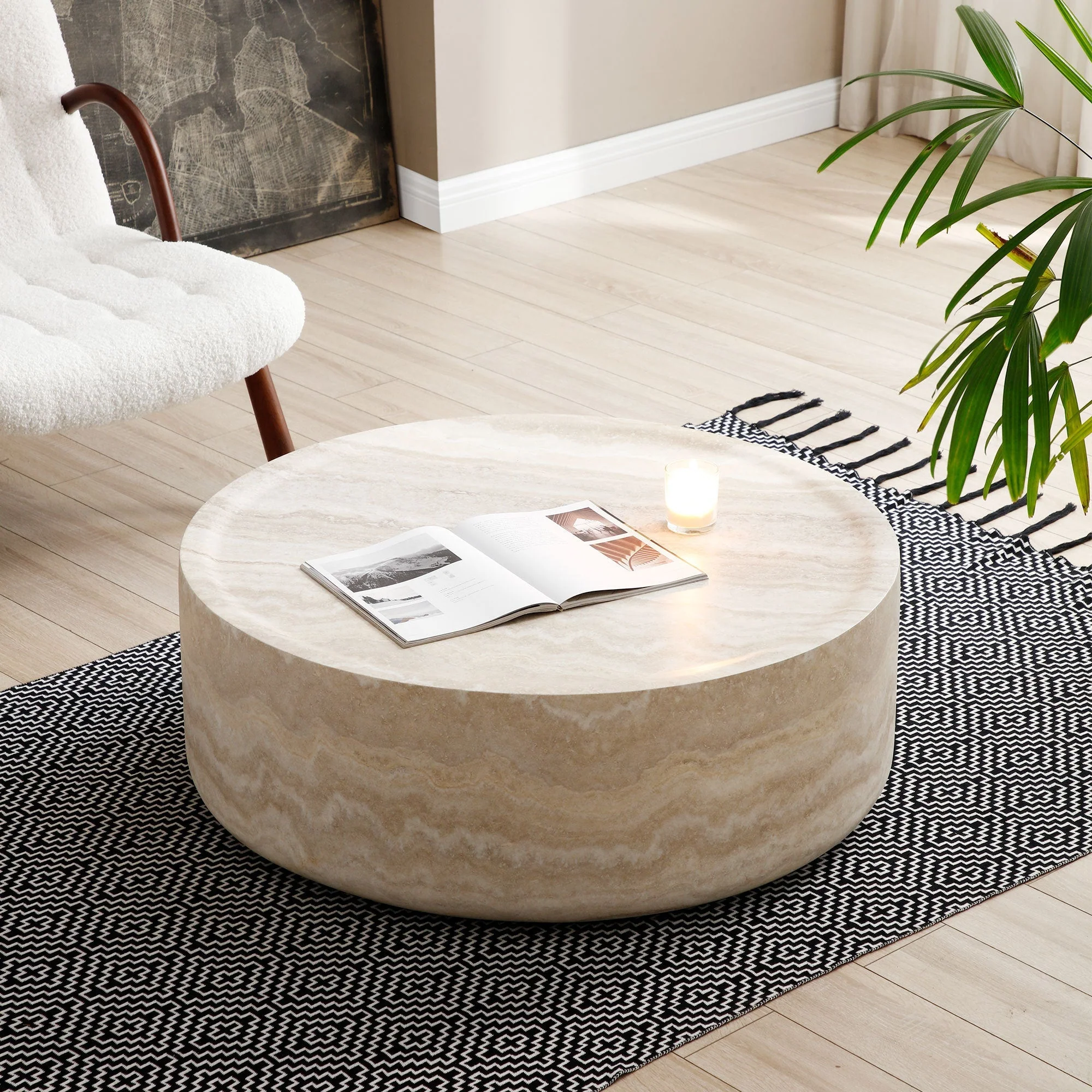 39.37'' Faux MARS Pattern Round Coffee Table - Image 20
