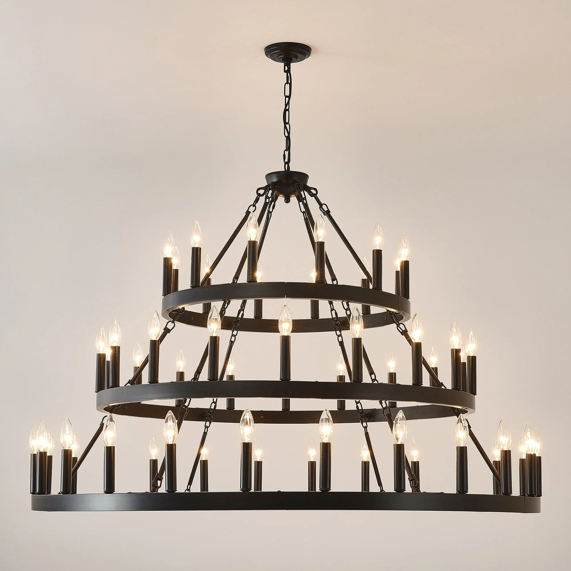 39.37 Inch 3-Tiers Wagon Wheel Chandelier - Image 12