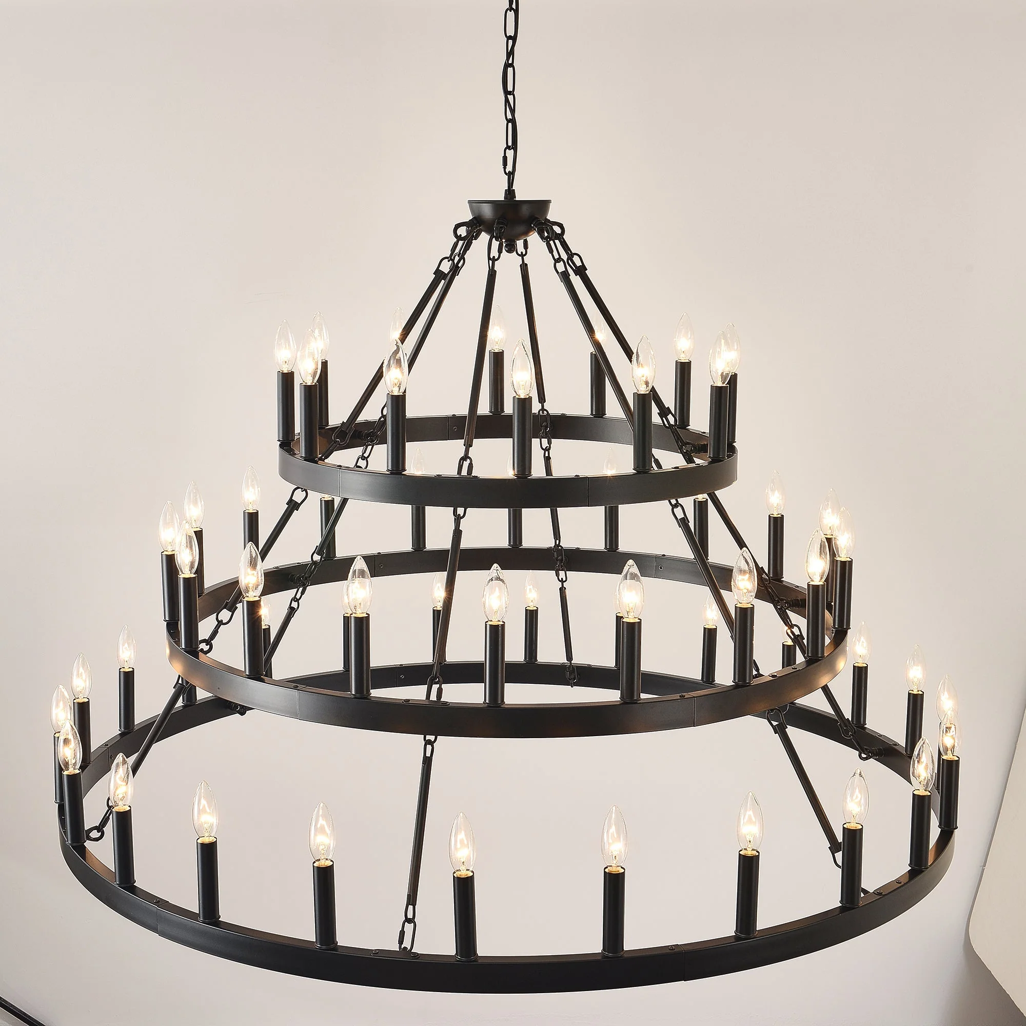 39.37 Inch 3-Tiers Wagon Wheel Chandelier - Image 14