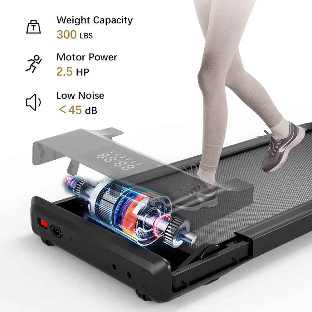 39.4in Under Desk Walking Pad Treadmill 2.5HP Portable Home Remote LED Screen - Image 5