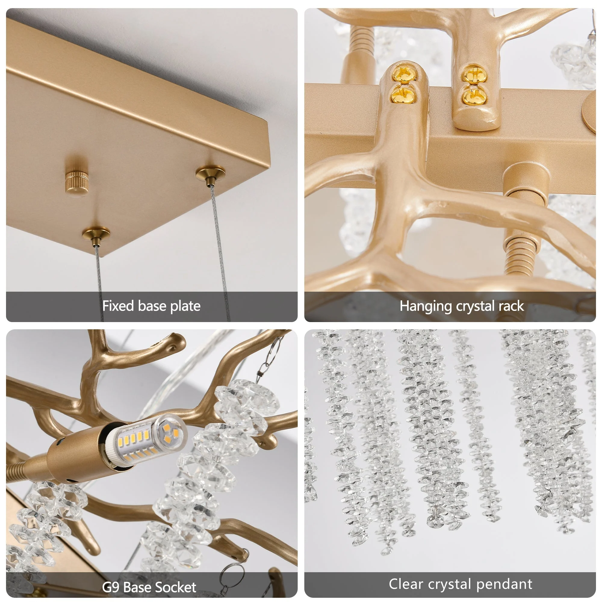 39-inch Modern Golden Pendant Light with Cascading Crystal Strands - Image 10