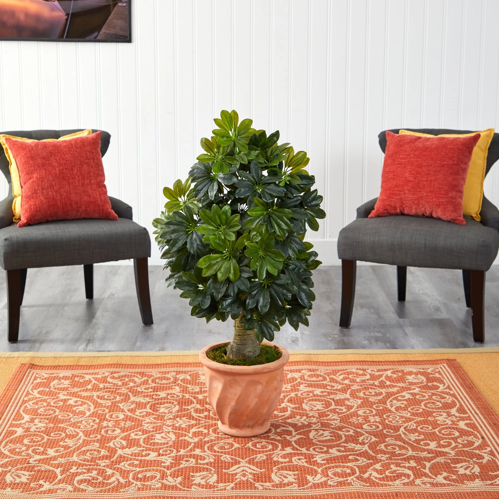 39” Schefflera Artificial Tree in Terra-Cotta Planter (Real Touch) - Image 3