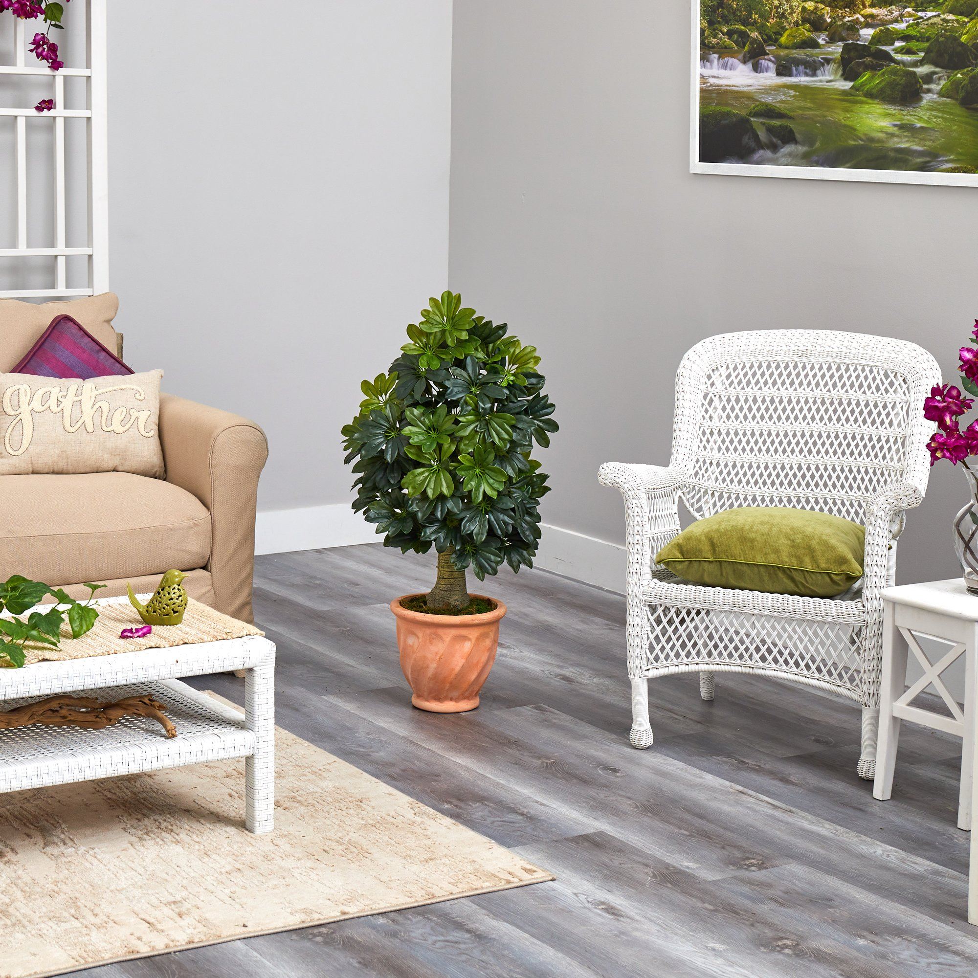 39” Schefflera Artificial Tree in Terra-Cotta Planter (Real Touch) - Image 4