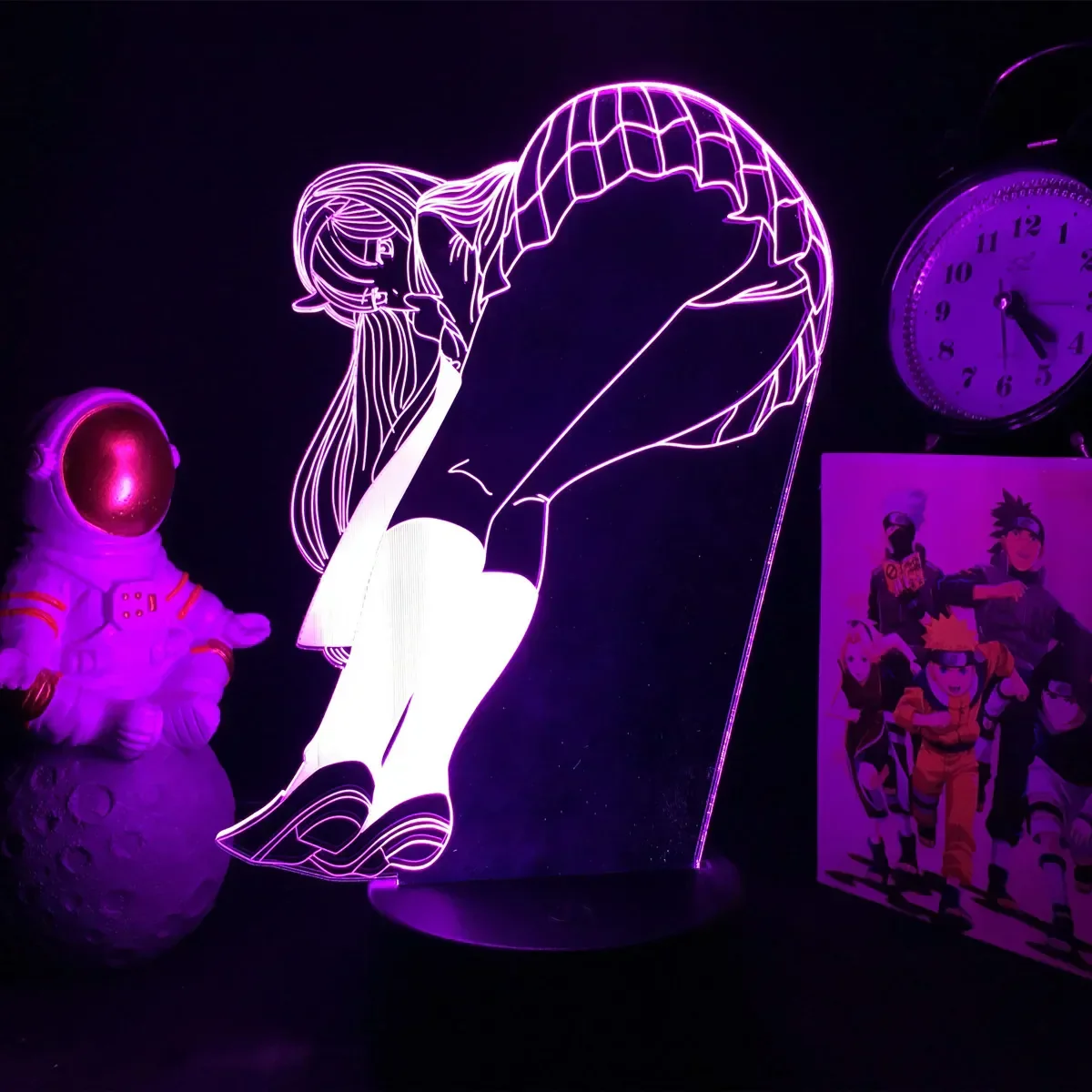 3D Anime Girl LED Night Light 16 Color Illusion Bedside Bedroom Table Lamp - Image 2