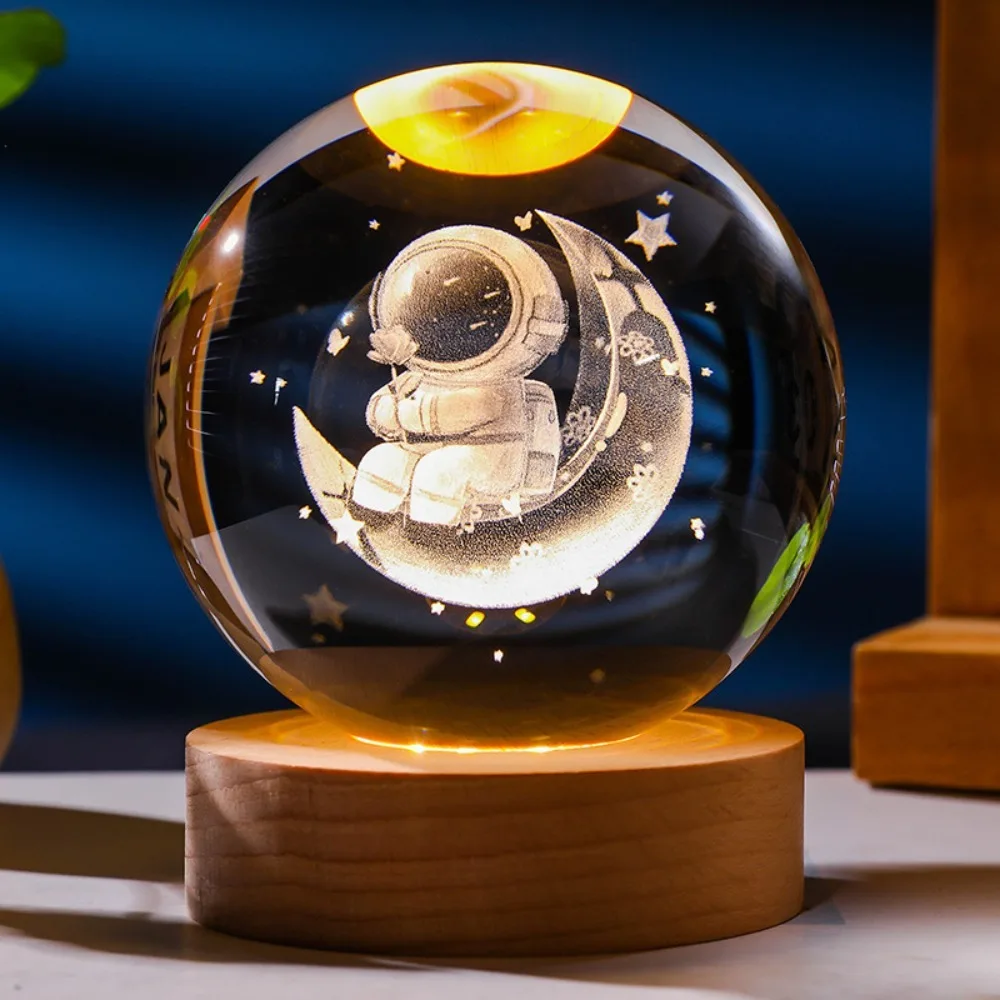 3D Axolotl Crystal Ball Night Light LED Laser Engraved Cute Gift Decor - Image 5