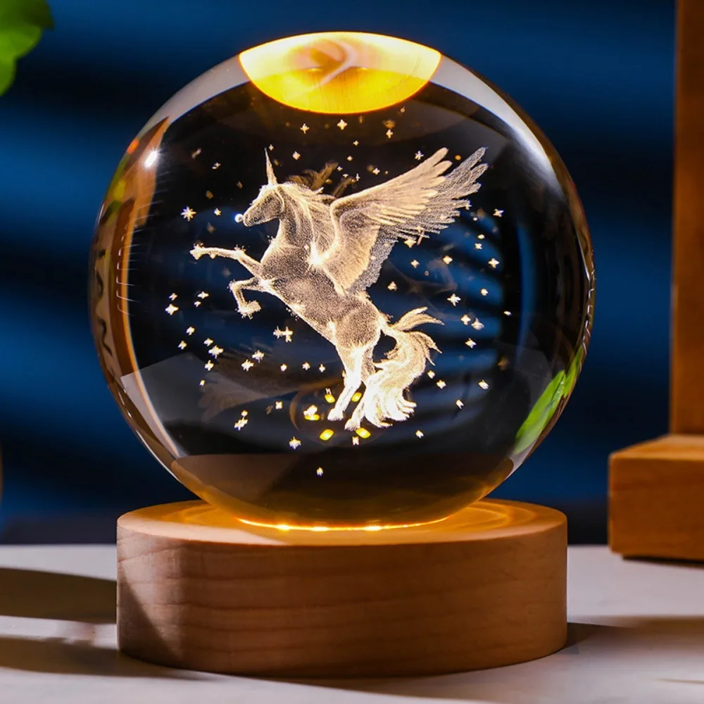 3D Axolotl Crystal Ball Night Light LED Laser Engraved Cute Gift Decor - Image 7