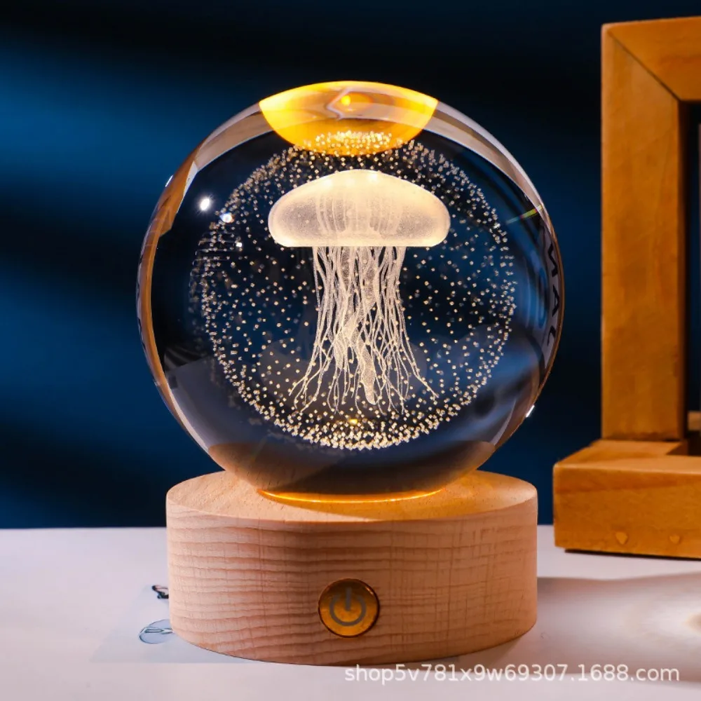 3D Axolotl Crystal Ball Night Light LED Laser Engraved Cute Gift Decor - Image 9