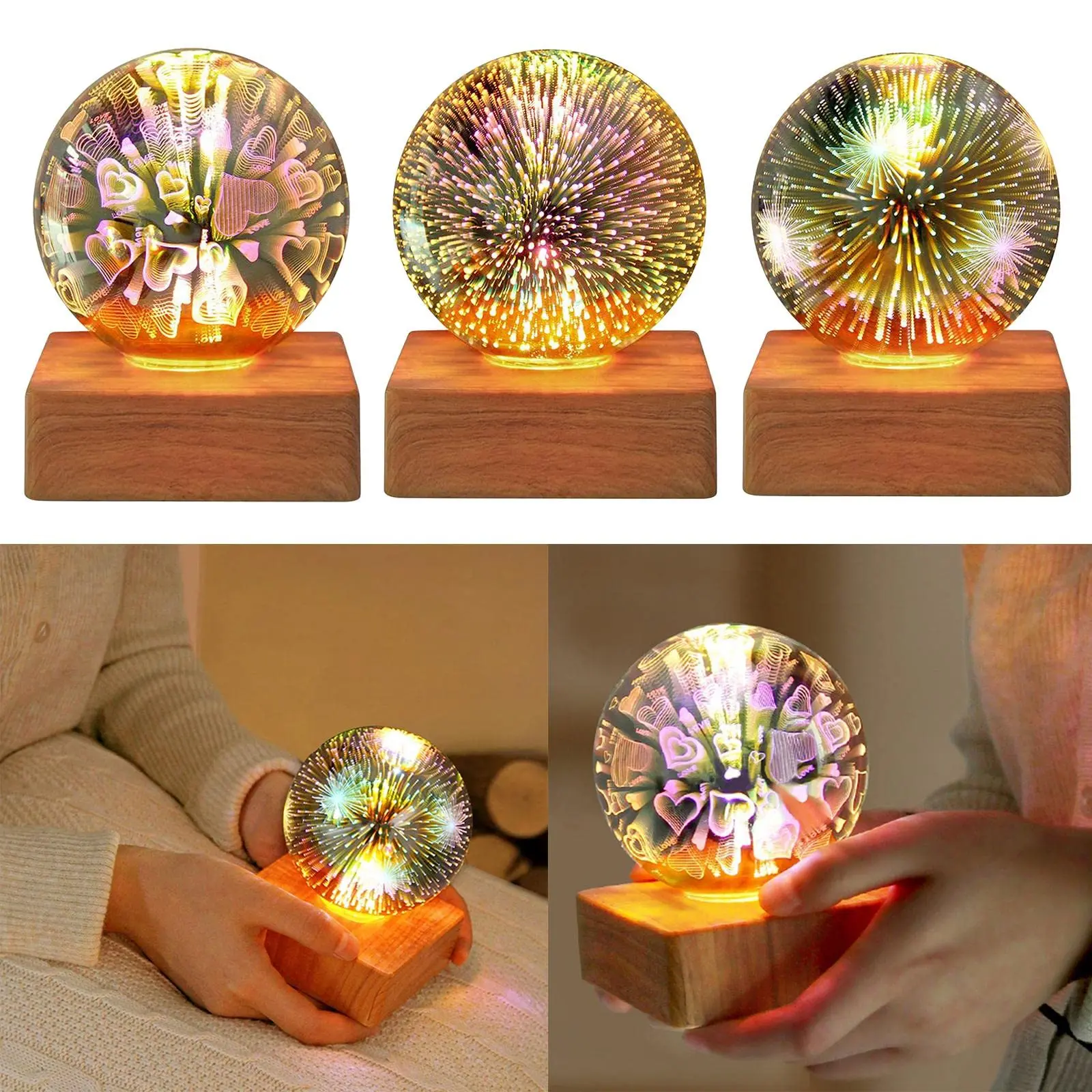 3D Christmas Table Lamp Romantic LED Night Light Bedroom Study Decor - Image 2