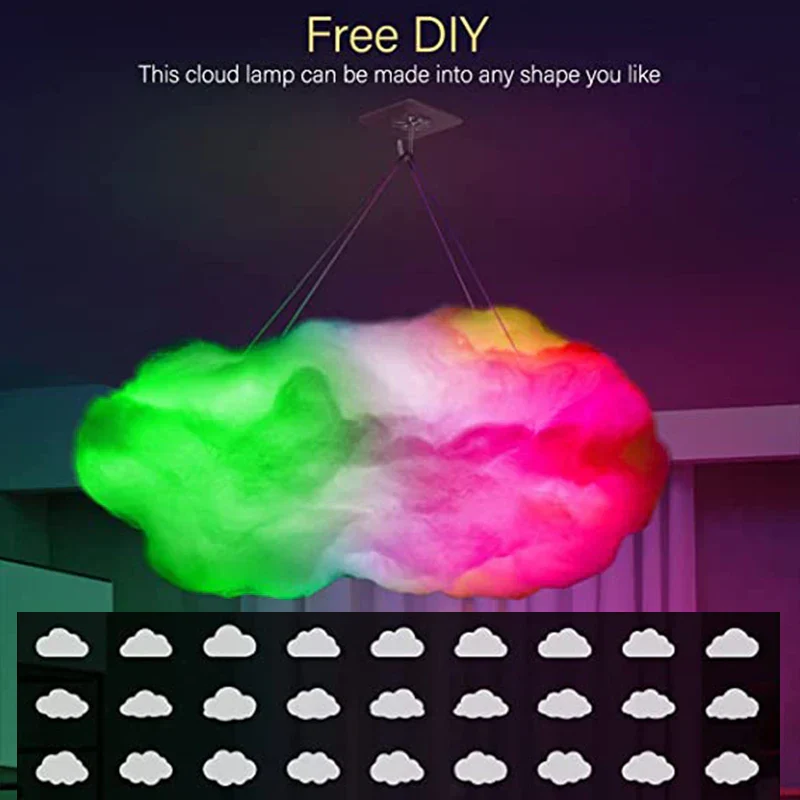 3D Cloud LED Lamp Multicolor Bedroom Light Music Sync Thunder Clouds Smart USB - Image 5