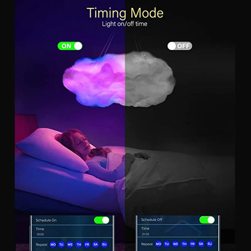 3D Cloud LED Lamp Multicolor Bedroom Light Music Sync Thunder Clouds Smart USB - Image 6