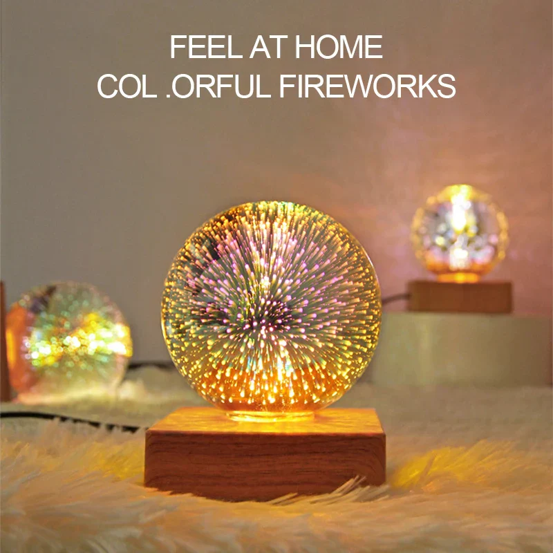 3D Firework LED Night Light Glass Ball Starry Sky Table Lamp - Image 2