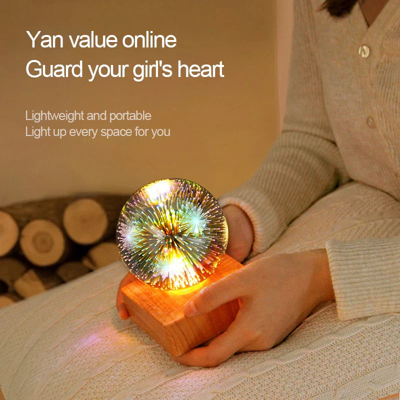 3D Firework LED Night Light Glass Ball Starry Sky Table Lamp - Image 3