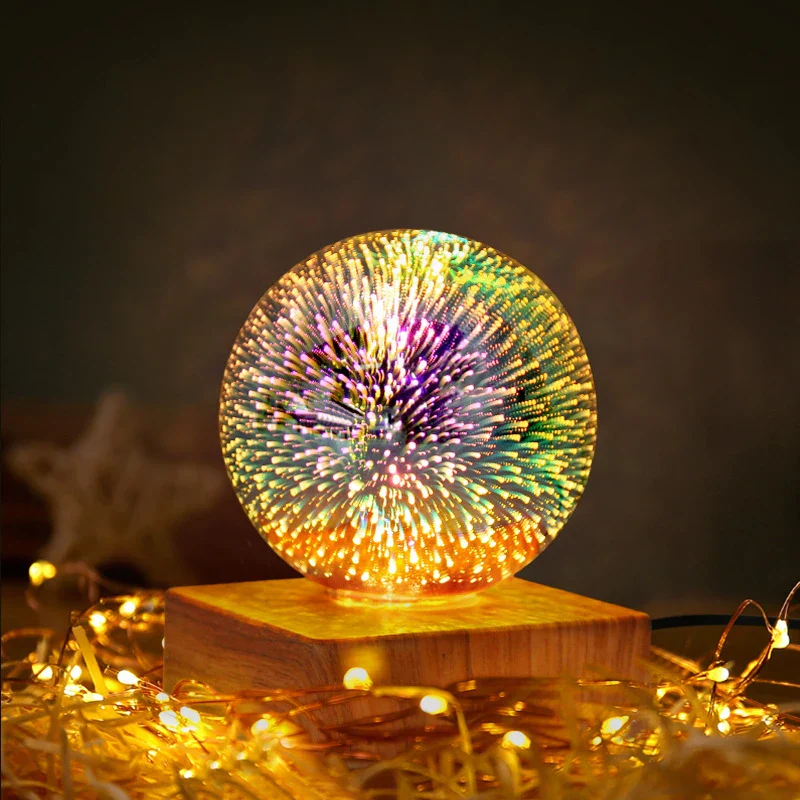 3D Firework LED Night Light Glass Ball Starry Sky Table Lamp - Image 4