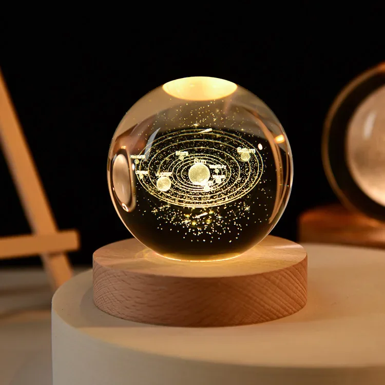 3D Galaxy Crystal Ball Night Light USB LED Moon Lamp Home Decor Gift Planet - Image 10