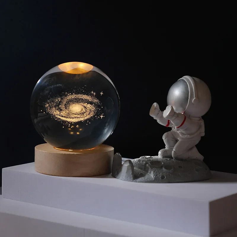 3D Galaxy Crystal Ball Night Light USB LED Moon Lamp Home Decor Gift Planet - Image 4