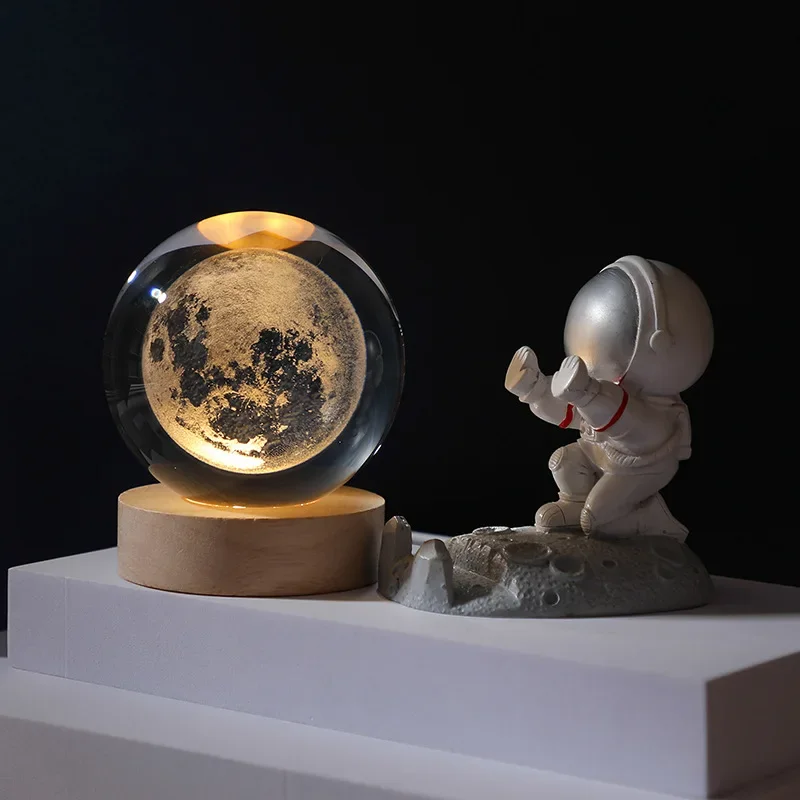 3D Galaxy Crystal Ball Night Light USB LED Moon Lamp Home Decor Gift Planet - Image 5