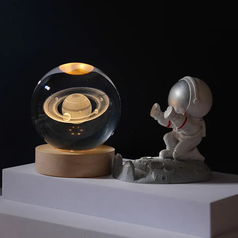3D Galaxy Crystal Ball Night Light USB LED Moon Lamp Home Decor Gift Planet - Image 6