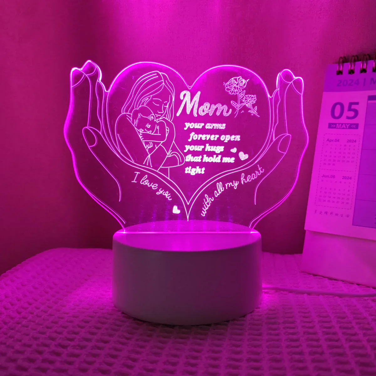 3D Heart Shaped Night Light – Creative LED Gift Lamp for Mom Mother’s Day - Image 4