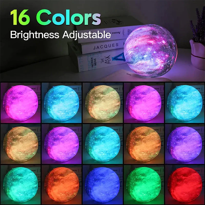 3D Moon Lamp Galaxy Night Light 16 Color Touch Remote LED Kids Bedroom - Image 4
