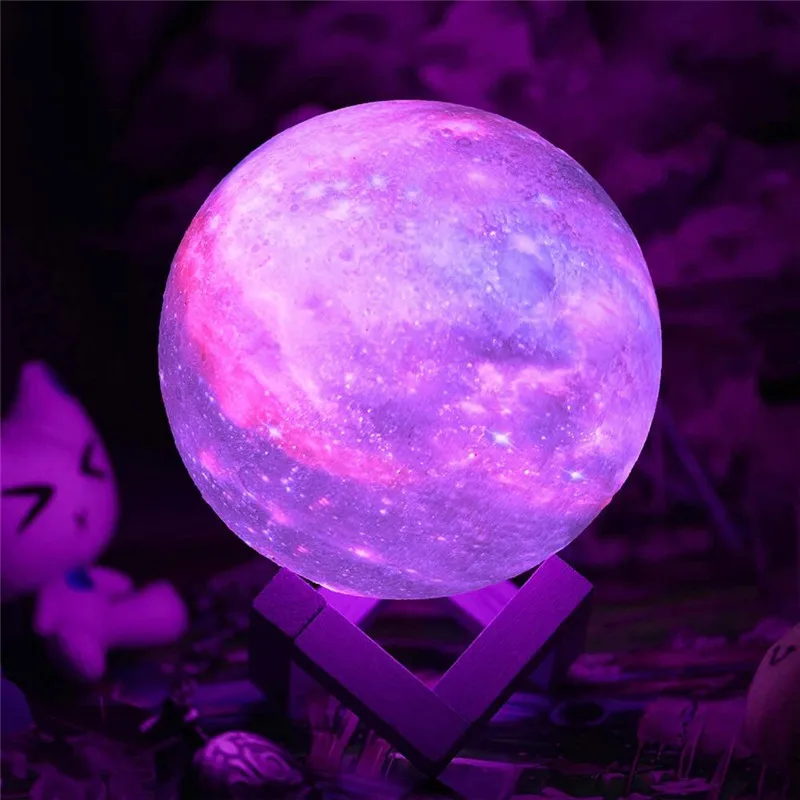 3D Moon Lamp LED Night Light 16 Color Remote Rechargeable Bedroom Decor Gift Lamp - Image 2