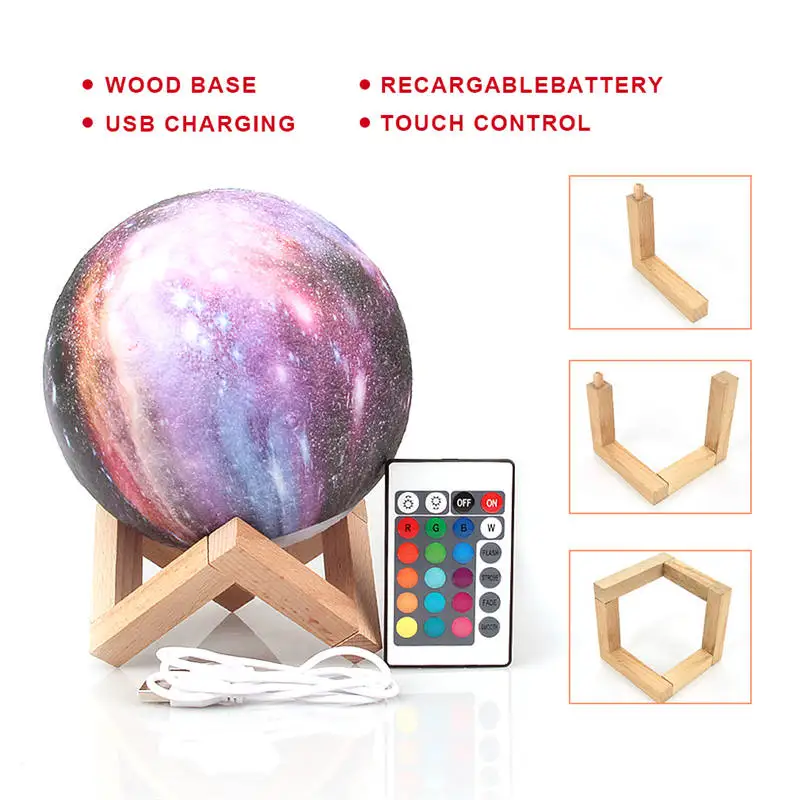 3D Moon Lamp LED Night Light 16 Color Remote Rechargeable Bedroom Decor Gift Lamp - Image 5